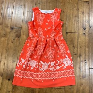 ORANGE AND WHITE FLORAL DESIGN DRESS